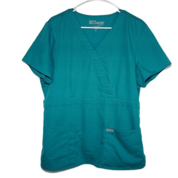 Grey's Anatomy Green/Teal Nursing Scrubs Top, Size XL - Picture 1 of 3